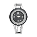 STRADA Austrian Crystal Japanese Movement Black Dial Watch with Silvertone Strap (32mm) - Sticky add to cart bar