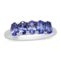 Tanzanite 5 Stone Ring in Platinum Over Sterling Silver (Size 9) 1.10 ctw - Sticky add to cart bar