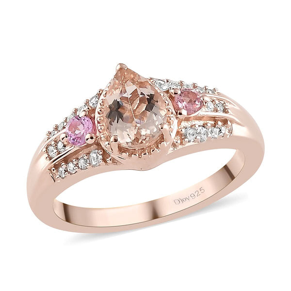 Marropino Morganite and Multi Gemstone Ring in Vermeil Rose Gold Over Sterling Silver 1.00 ctw - Product card gallery slide 1 (9431364534527)