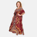TAMSY Brown Printed Long Kaftan - One Size Fits Most - Sticky add to cart bar