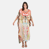 TLV TAMSY Tan Graphic Printed Long With Drawstring - One Size Fits Most