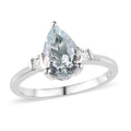 Premium Mangoro Aquamarine, Diamond Accent Ring in Platinum Over Sterling Silver (Size 10.0) 1.15 ctw - Sticky add to cart bar