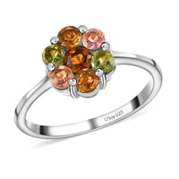 Multi Tourmaline Floral Ring in Vermeil Yellow Gold Over Sterling Silver (Size 5.0) 1.35 ctw