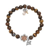 Amazonite and Austrian Crystal Beaded Stretch Bracelet with Have Faith & Three Shaped Charms in Silvertone & Stainless Steel 102.00 ctw