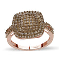 Champagne Diamond Cluster Ring in Vermeil RG Over Sterling Silver - Sticky add to cart bar