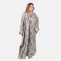TAMSY Knit Light Blue Palm Leaf Kaftan - One Size Fits Most - Sticky add to cart bar