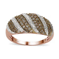 Natural Champagne Diamond and Diamond Ring in Vermeil Rose Gold Sterling Silver (Size 9.0) 0.50 ctw - Sticky add to cart bar