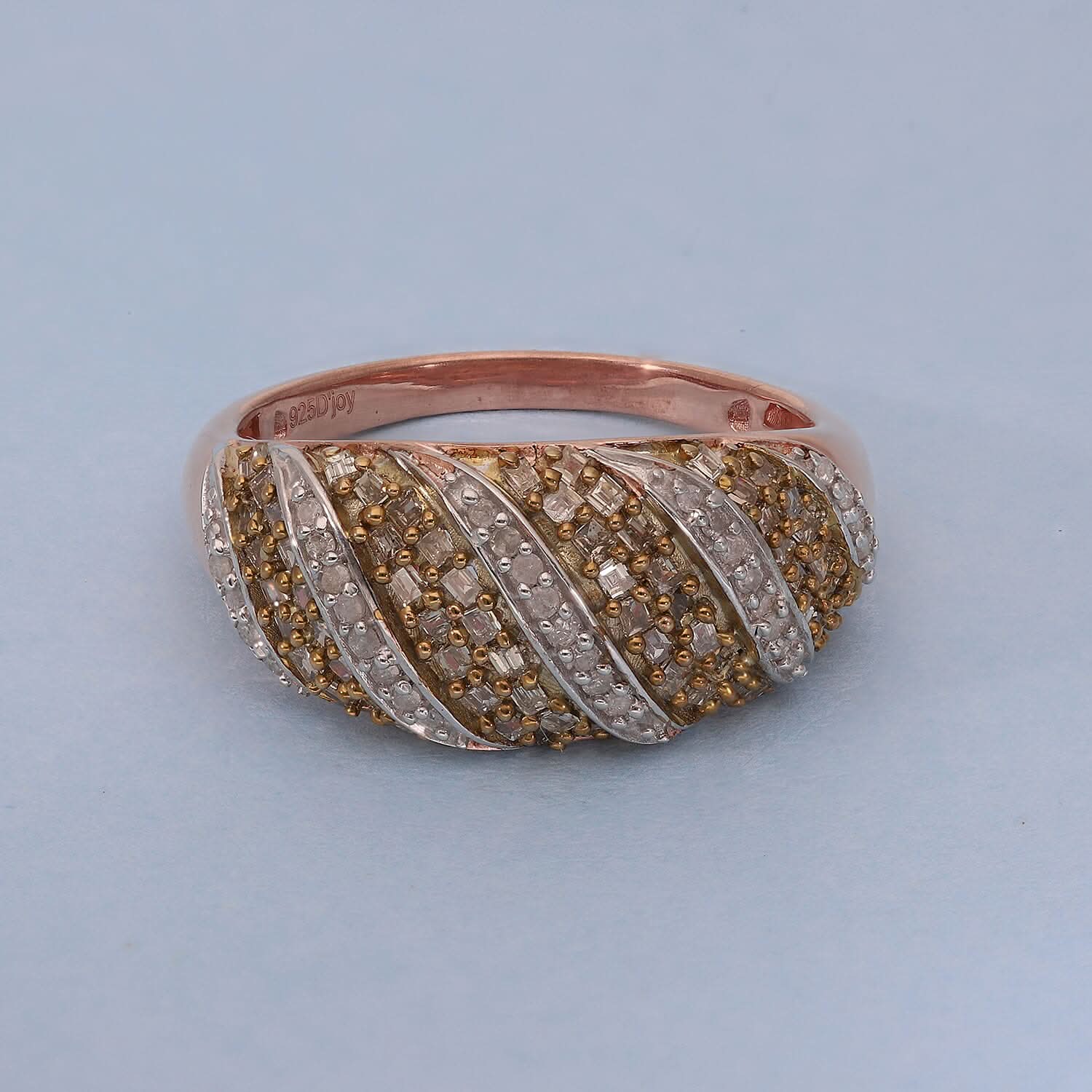 Natural Champagne Diamond and Diamond Ring in Vermeil Rose Gold Sterling Silver (Size 9.0) 0.50 ctw (2)
