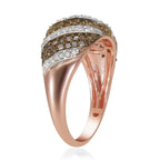 Natural Champagne Diamond and Diamond Ring in Vermeil Rose Gold Sterling Silver (Size 9.0) 0.50 ctw