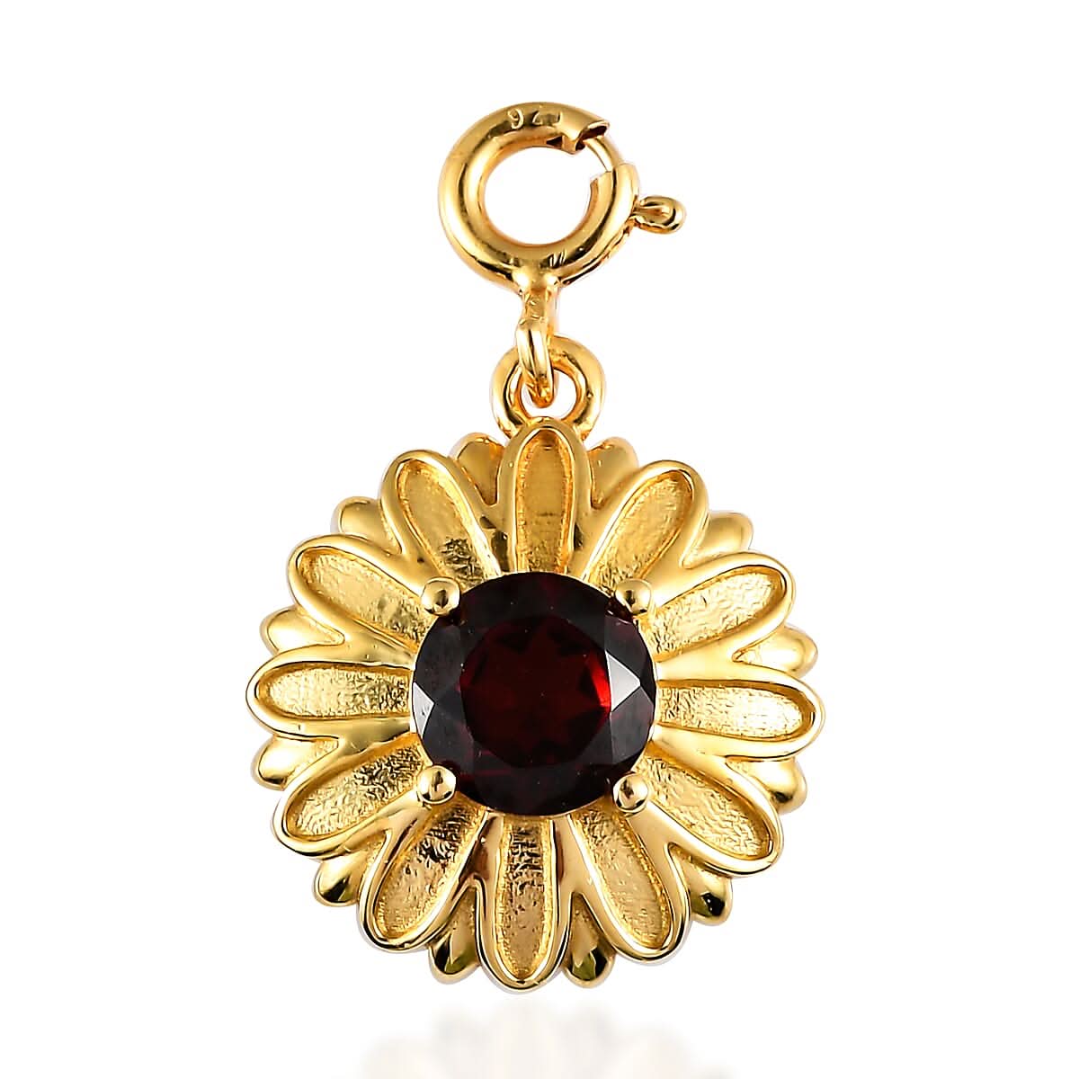 Mozambique Garnet Floral Charm in Vermeil Yellow Gold Over Sterling Silver 1.00 ctw