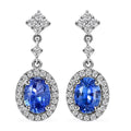 Certified Iliana 18K White Gold AAA Royal Ceylon Sapphire and G-H SI Diamond Halo Dangle Earrings 2.20 ctw - Sticky add to cart bar