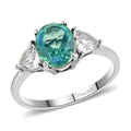 Peacock Quartz and White Topaz Ring in Platinum Over Sterling Silver 3.00 ctw - Sticky add to cart bar