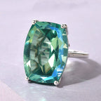 Peacock Quartz (Triplet) Solitaire Ring in Platinum Over Sterling Silver (Size 10.0) 18.25 ctw