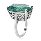 Peacock Quartz (Triplet) Solitaire Ring in Platinum Over Sterling Silver (Size 10.0) 18.25 ctw