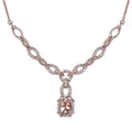 Premium Marropino Morganite and Natural White Zircon Necklace 18 Inches in Vermeil Rose Gold Over Sterling Silver 2.10 ctw - Sticky add to cart bar