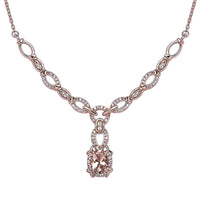 Premium Marropino Morganite and Natural White Zircon Necklace 18 Inches in Vermeil Rose Gold Over Sterling Silver 2.10 ctw
