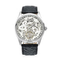 Genoa Diamond Automatic Mechanical Movement Horse Pattern Dial Watch with Black Genuine Leather (44mm) (7.75-9.0Inches) 0.10 ctw - Sticky add to cart bar