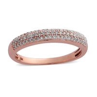 Natural Pink Diamond 3 Row Band Ring in Vermeil Rose Gold Over Sterling Silver (Size 6.0) 0.33 ctw