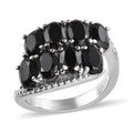Natural Thai Black Spinel Bypass Ring in Stainless Steel (Size 5.0) 4.50 ctw - Sticky add to cart bar