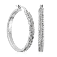Sterling Silver Dimaond Cut Hoop Earrings 3.70 Grams