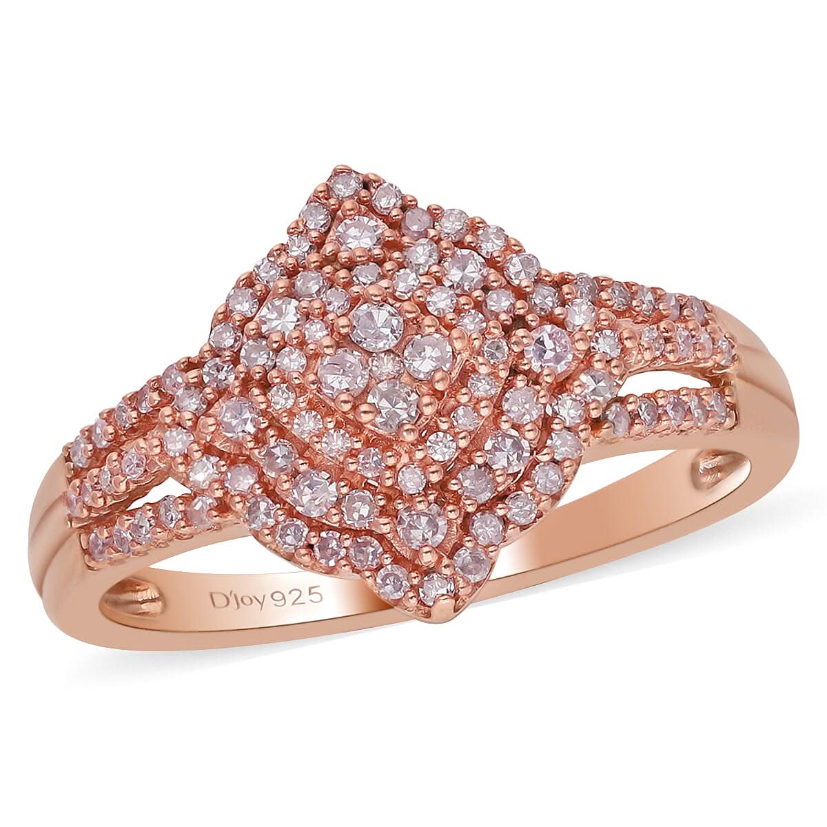 Natural Pink Diamond I3 Ring in Vermeil Rose Gold Over Sterling Silver 0.50 ctw