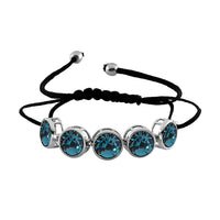 KARIS Indicolite Crystal 5 Stone Bracelet in Platinum Bond (Adjustable)