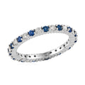 LUXORO 14K White Gold AAA Blue Ceylon Sapphire and G-H I3 Diamond Eternity Band Ring 2.05 Grams 1.25 ctw - Sticky add to cart bar