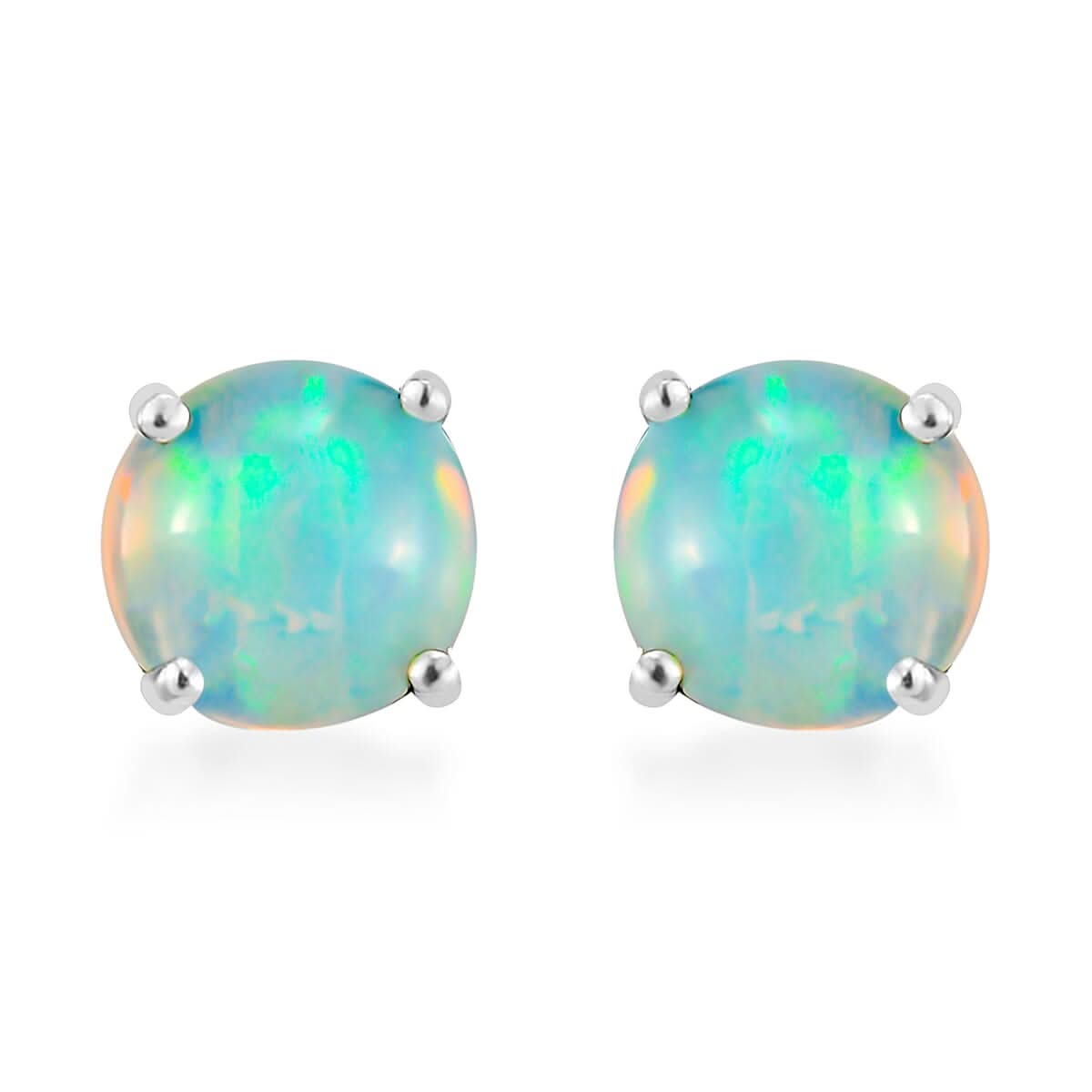 Ethiopian Welo Opal Solitaire Stud Earrings in Platinum Over Sterling Silver 1.10 ctw