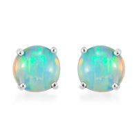 Ethiopian Welo Opal Solitaire Stud Earrings in Platinum Over Sterling Silver 1.10 ctw