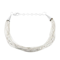 Cheryl Exclusive Pick Santa Fe Style Sterling Silver Multi Strand Layered Liquid Silver Bracelet (7.50 In) 7.70 Grams