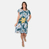 Teal Green & White Floral Print