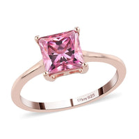 Pink Moissanite VS Solitaire Ring in Vermeil Rose Gold Over Sterling Silver 1.35 ctw