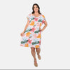 White & Orange Tropical Leaves Print