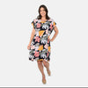 Navy & Multi Color Tropical Leaves Print