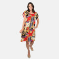 Tamsy Viscose Print Kaftan with Red and Gold Print (One Size Fit Most) - Sticky add to cart bar