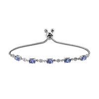 Tanzanite Bolo Bracelet in Platinum Over Sterling Silver and Stainless Steel 2.15 ctw