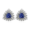 Tanzanite and Natural White Zircon Halo Stud Earrings in Platinum Over Sterling Silver 1.15 ctw - Sticky add to cart bar