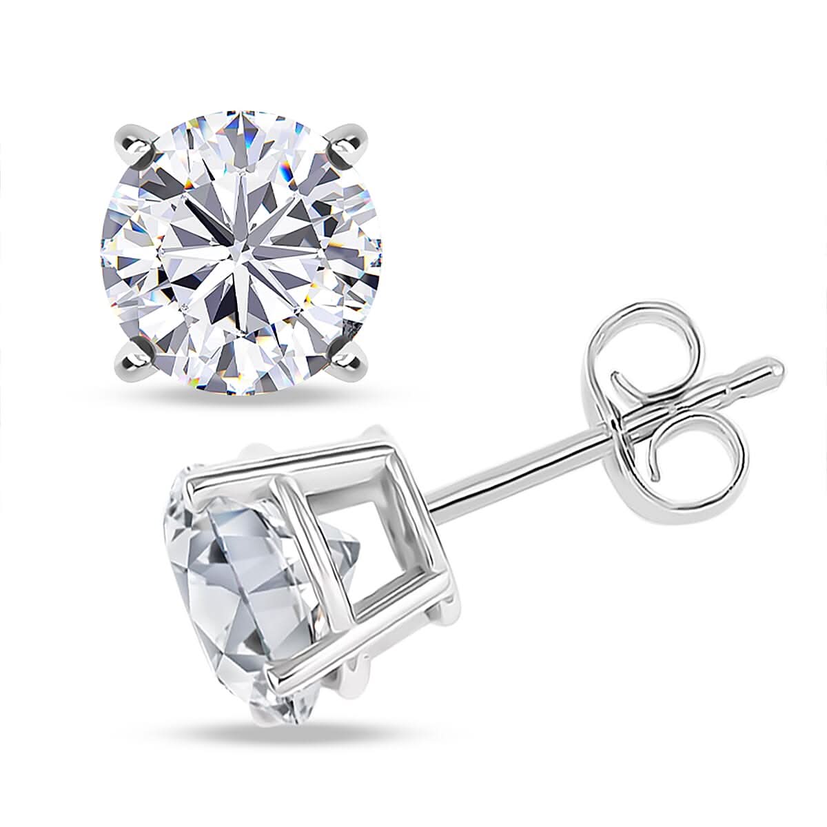14K White Gold G-H I1 Diamond Solitaire Stud Earrings 2.00 ctw
