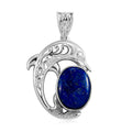 Lapis Lazuli Dolphin Pendant in Platinum Over Copper 9.30 ctw - Sticky add to cart bar