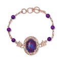 Karis Mojave Purple Turquoise Paper Clip Chain Toggle Clasp Adjustable Bracelet in 18K RG Plated (6.50-8.50In) 21.35 ctw - Sticky add to cart bar
