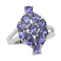 Tanzanite Floral Ring in Platinum Over Sterling Silver (Size 7.0) 1.75 ctw - Sticky add to cart bar