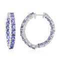 Tanzanite Hoop Earrings in Platinum Over Sterling Silver 5.10 ctw - Sticky add to cart bar
