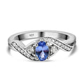 Tanzanite and White Zircon 1.00 ctw Ring in Platinum Over Sterling Silver - Sticky add to cart bar
