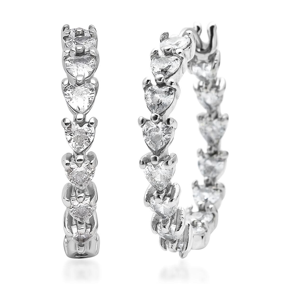 Simulated Diamond Inside Out Hoop Earrings in Stainless Steel 2.50 ctw