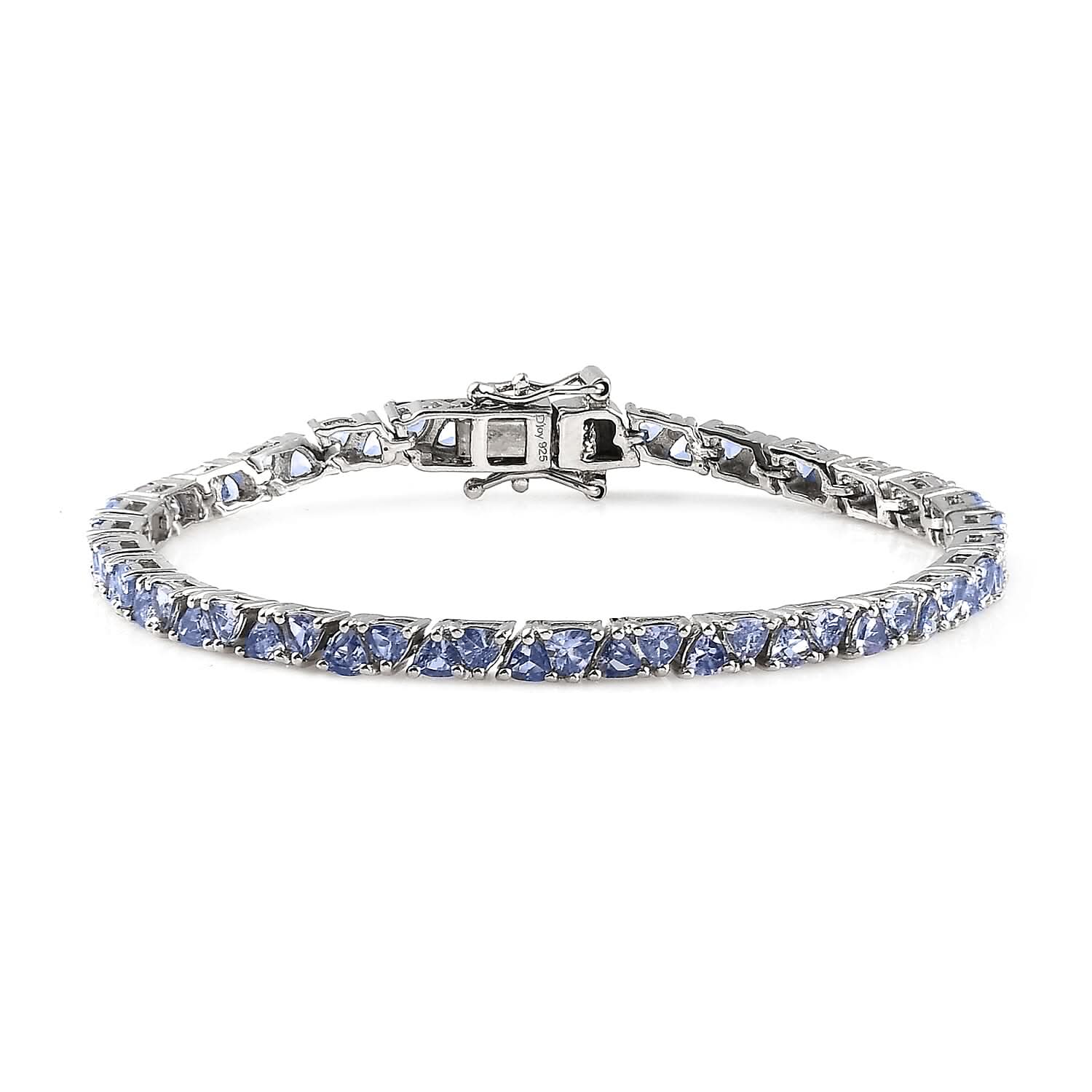 Tanzanite Tennis Bracelet in Platinum Over Sterling Silver (8.00 In) 12 Grams 7.10 ctw