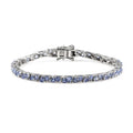 Tanzanite Tennis Bracelet in Platinum Over Sterling Silver (8.00 In) 12 Grams 7.10 ctw - Sticky add to cart bar