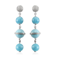GP Celestial Dream Collection Mangoro Aquamarine and Natural White Zircon Earrings in Platinum Over Sterling Silver 31.15 ctw