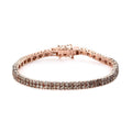 Natural Champagne Diamond Double Row Tennis Bracelet in Vermeil Rose Gold Over Sterling Silver (7.25 In) 5.00 ctw - Sticky add to cart bar