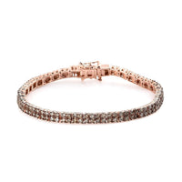 Natural Champagne Diamond Double Row Tennis Bracelet in Vermeil Rose Gold Over Sterling Silver (7.25 In) 5.00 ctw