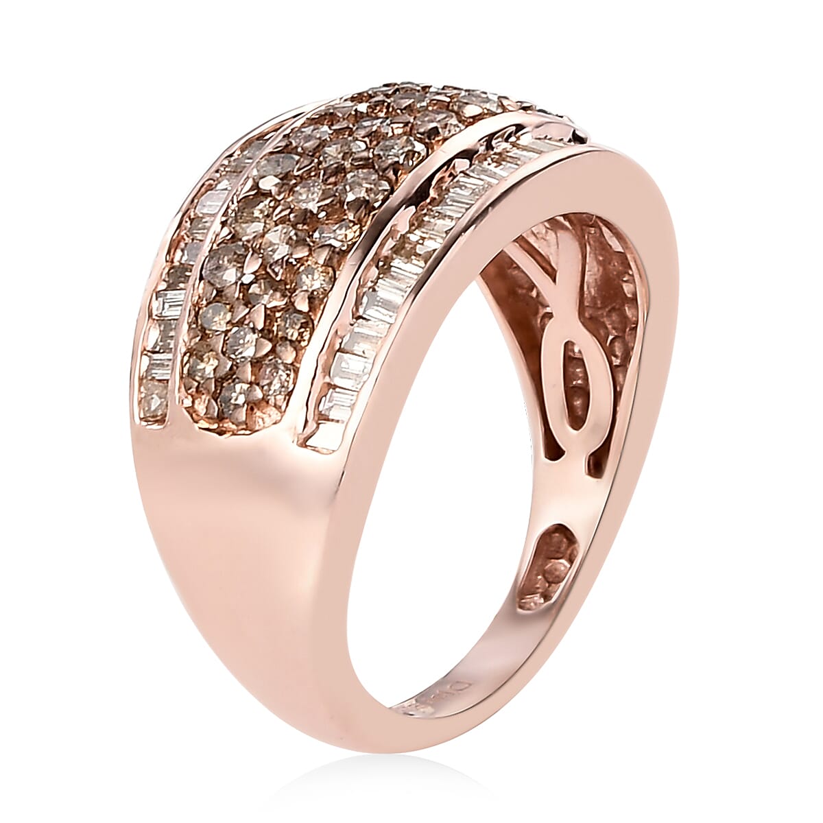 Natural Champagne Diamond Eternal Band Ring in Sterling Silver (4)